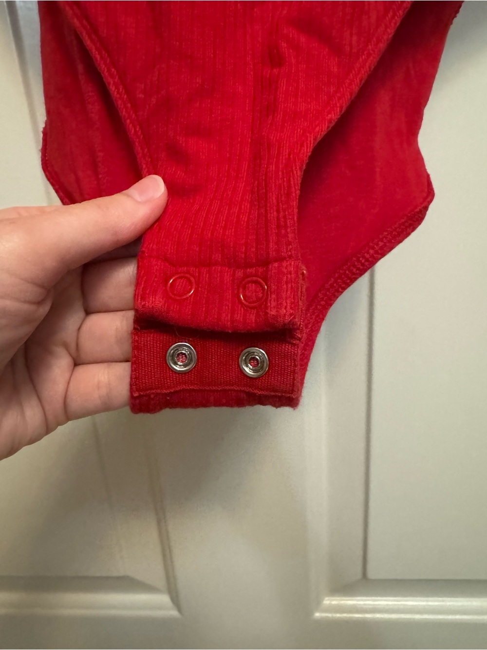 Old Navy Red Ribbed One-Piece Bodysuit - Picture 3 of 4